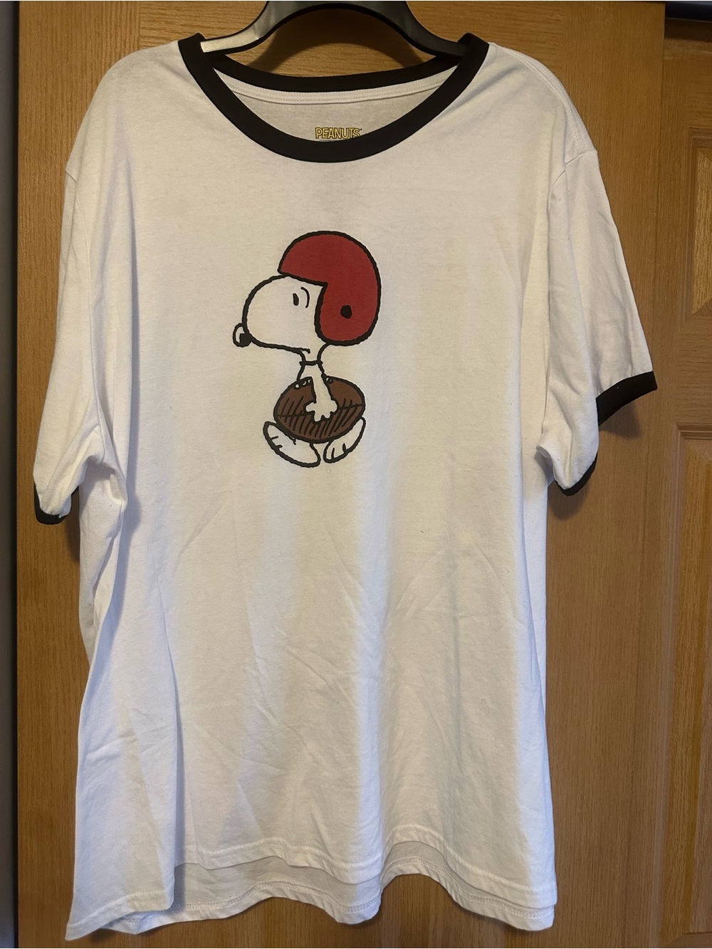 Aeropostale White Ringer Tee with Snoopy Red Helmet Graphic